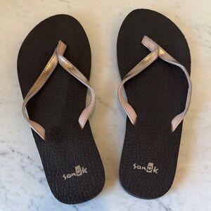 Sanuk Flip Flop Sandals with Metallic Straps